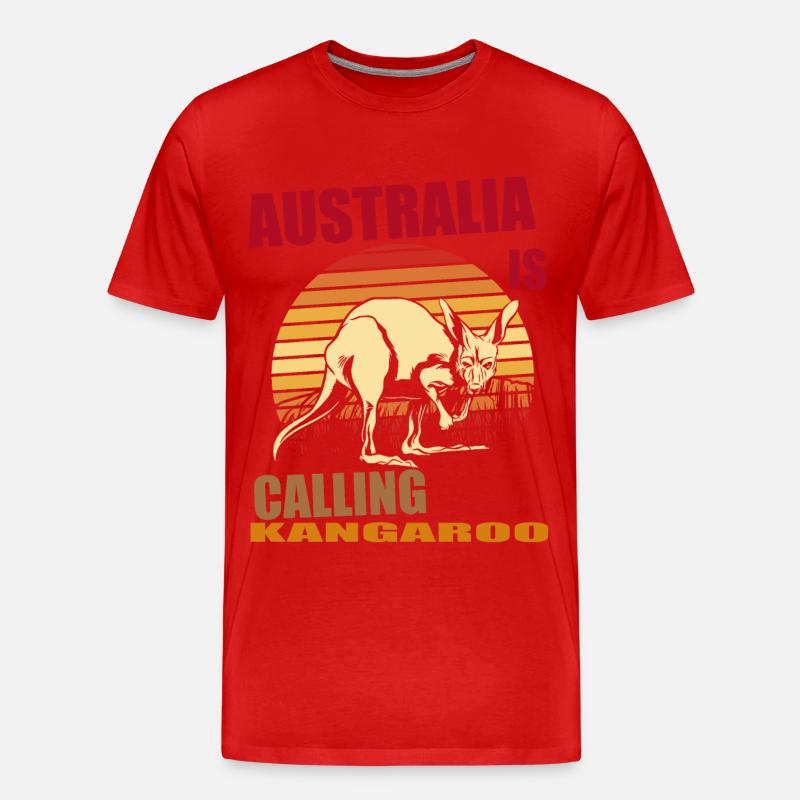 Känguru Retro Australien Calling Outback - Männer Premium Bio T-Shirt - Rot
