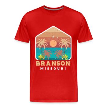 Branson Vacances Missouri Camping Voyage Randonnée Nat - T-shirt bio Premium Homme - rouge - Devant - Damien (186cm)