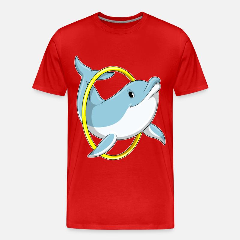 Delfin mit Ring - Männer Premium Bio T-Shirt - Rot
