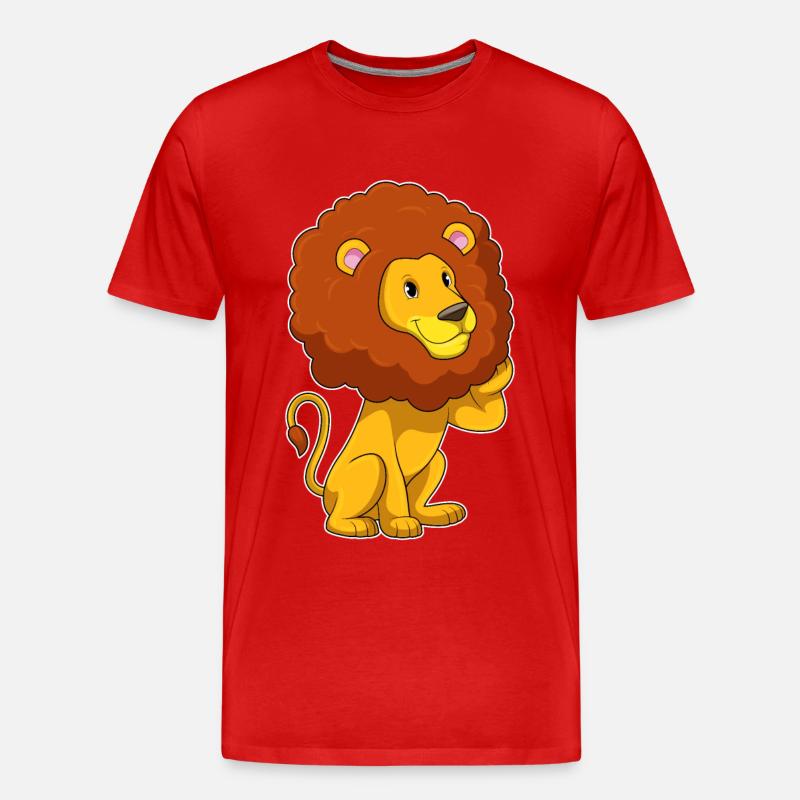 Löwe mit Locken - Männer Premium Bio T-Shirt - Rot