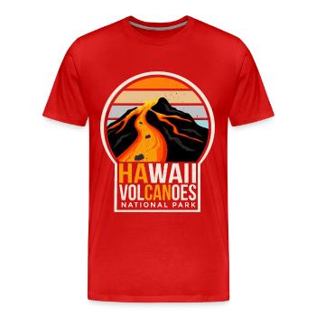 Parc national des volcans d’Hawaï Souvenir Île volcanique - T-shirt bio Premium Homme - rouge - Devant - Damien (186cm)