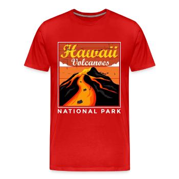 Parc national du volcan Hawaii Souvenir Île volcanique - T-shirt bio Premium Homme - rouge - Devant - Damien (186cm)