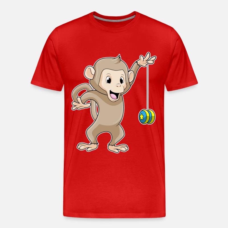Affe mit Jojo - Männer Premium Bio T-Shirt - Rot