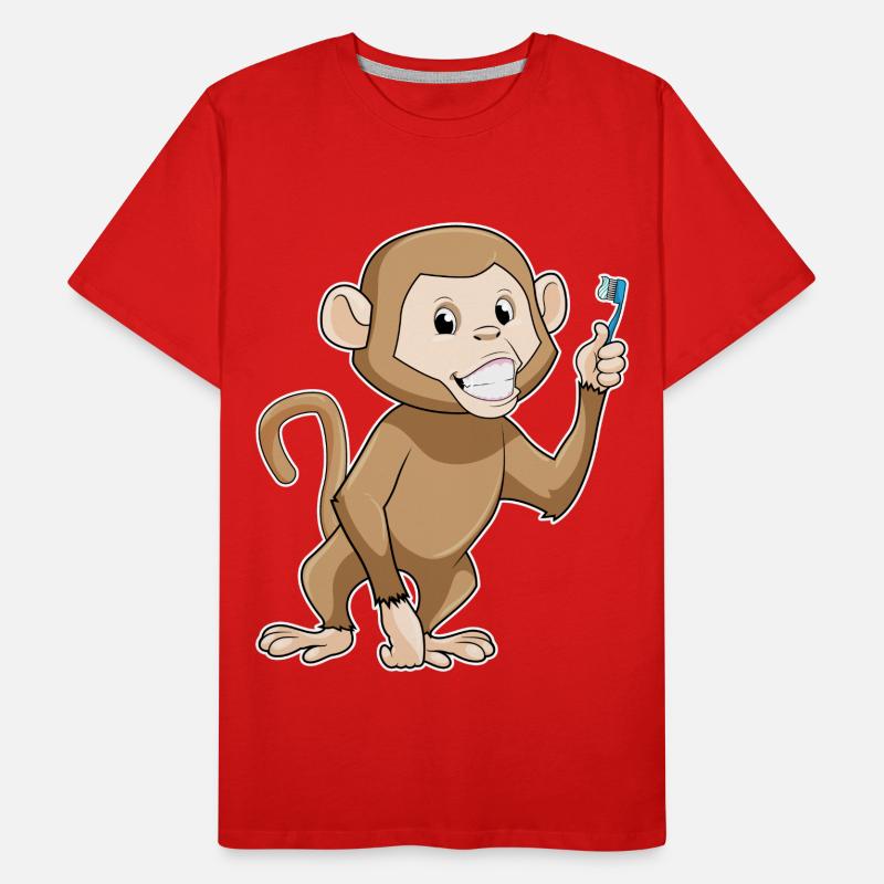 Affe mit Zahnbürste Männer Premium Bio T-Shirt