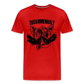 zusammenhalt rose - Männer Premium Bio T-Shirt - Rot - Vorne - Damien (186cm)