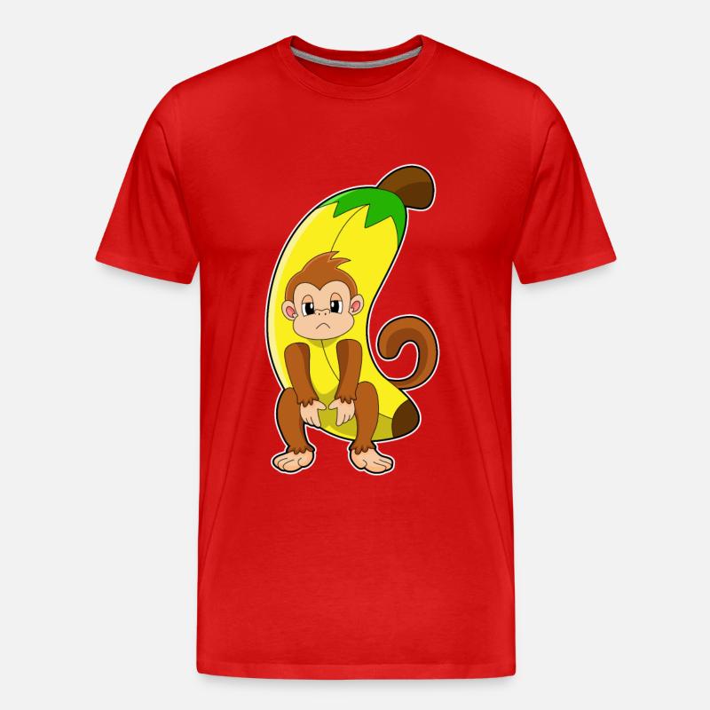 Affe mit Banane - Männer Premium Bio T-Shirt - Rot