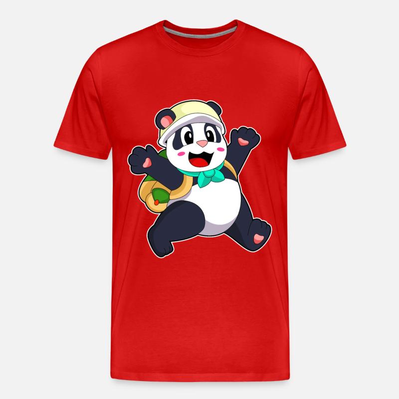 Panda als Schüler - Männer Premium Bio T-Shirt - Rot