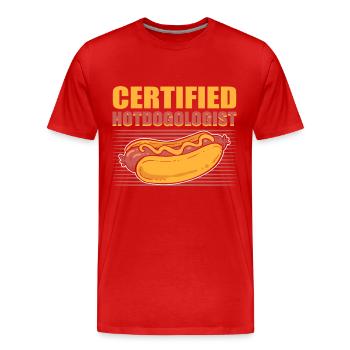 Nourriture pour hot-dog hotdogolist certifiée - T-shirt bio Premium Homme - rouge - Devant - Damien (186cm)
