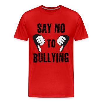 Sag nein zu Mobbing - Männer Premium Bio T-Shirt - Rot - Vorne - Damien (186cm)
