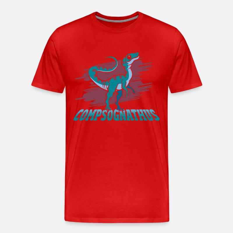 Compsognathus Dinosaur - Männer Premium Bio T-Shirt - Rot