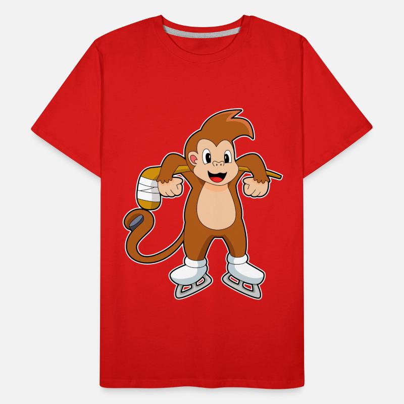 Affe Eishockey Eishockeyschläger Männer Premium Bio T-Shirt