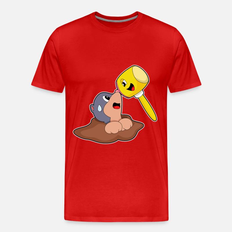 Maulwurf Hammer - Männer Premium Bio T-Shirt - Rot