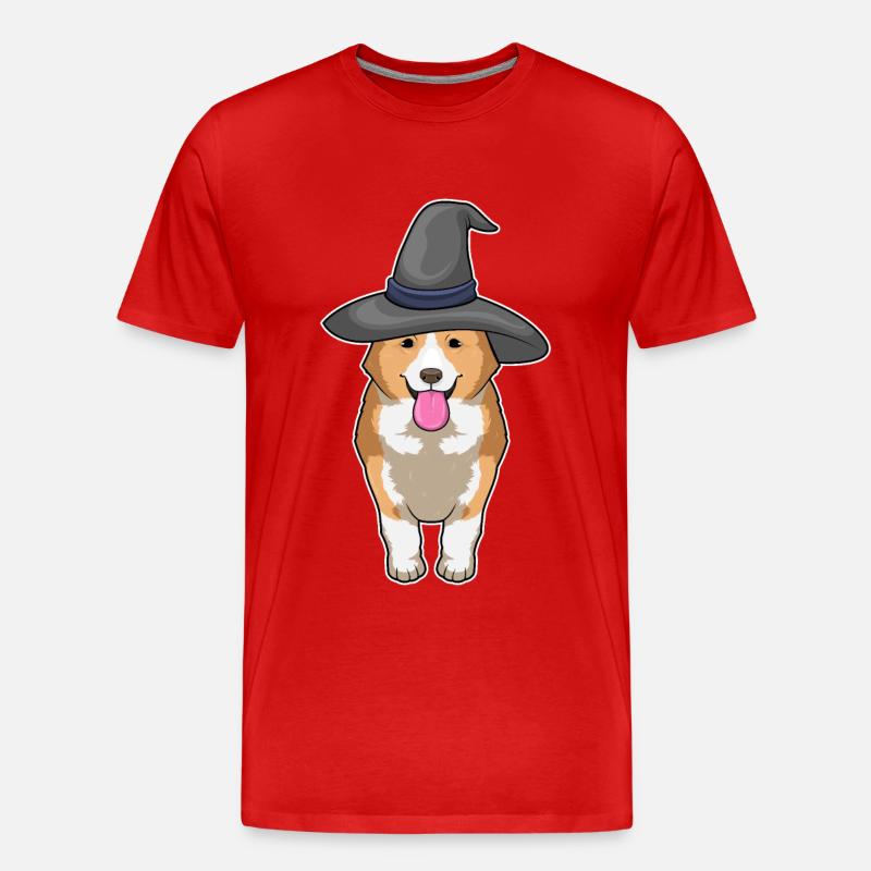 Corgi Hexe - Männer Premium Bio T-Shirt - Rot