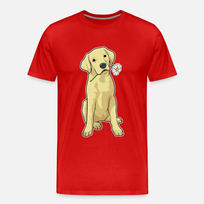 Labrador Gänseblümchen - Männer Premium Bio T-Shirt - Rot