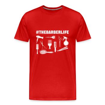 #TheBarberLife Coiffeur Coiffeur - T-shirt bio Premium Homme - rouge - Devant - Damien (186cm)