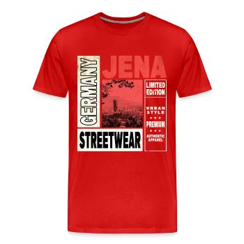 Jena Allemagne City Skyline Accueil Amour - T-shirt bio Premium Homme - rouge - Devant - Damien (186cm)