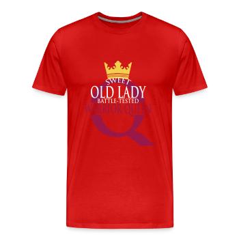 Süße alte Dame eher wie kampferprobte Kriegerin - Männer Premium Bio T-Shirt - Rot - Vorne - Damien (186cm)