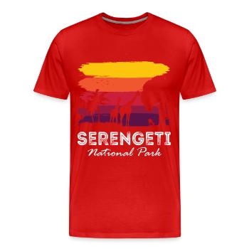Serengeti Retro National Park Africa Giraffe Safari - T-shirt bio Premium Homme - rouge - Devant - Damien (186cm)