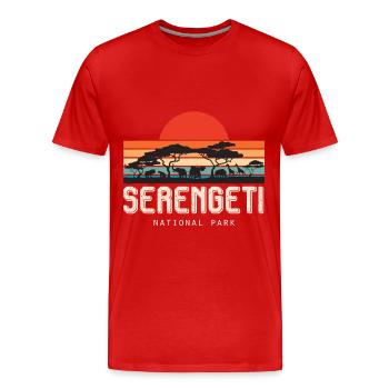 Safari Rétro Parc national du Serengeti Lever du soleil - T-shirt bio Premium Homme - rouge - Devant - Damien (186cm)