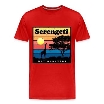 Safari Girafe Serengeti Afrique Parc National Tans - T-shirt bio Premium Homme - rouge - Devant - Damien (186cm)