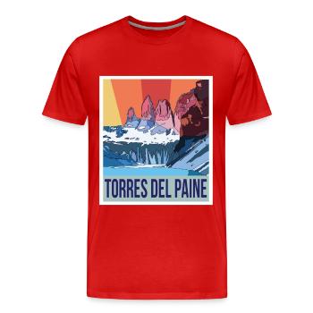 Parc national Torres del Paine bleu du Chili - T-shirt bio Premium Homme - rouge - Devant - Damien (186cm)