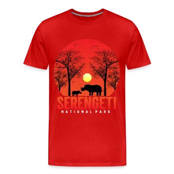 Safari animalier dans le parc national de Rhino Serengeti be - T-shirt bio Premium Homme - rouge - Devant - Damien (186cm)
