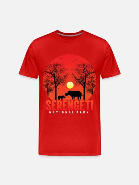 Wildlife Safari in Rhino Serengeti National Park be - Men's Premium Organic T-Shirt - red