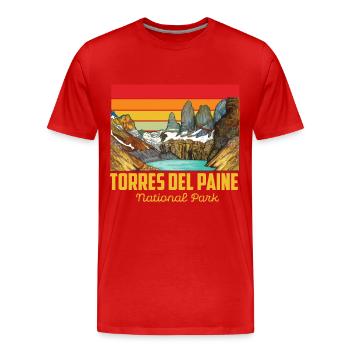 Parc national du Chili Torres del Paine bleu - T-shirt bio Premium Homme - rouge - Devant - Damien (186cm)
