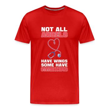 Tous les anges n’ont pas d’ailes Certains ont des stéthoscopes - T-shirt bio Premium Homme - rouge - Devant - Damien (186cm)