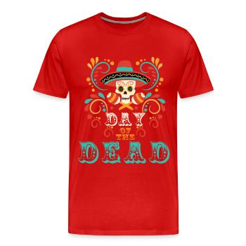 Jour des morts Vacances Mexique Crâne de sucre mexikani - T-shirt bio Premium Homme - rouge - Devant - Damien (186cm)