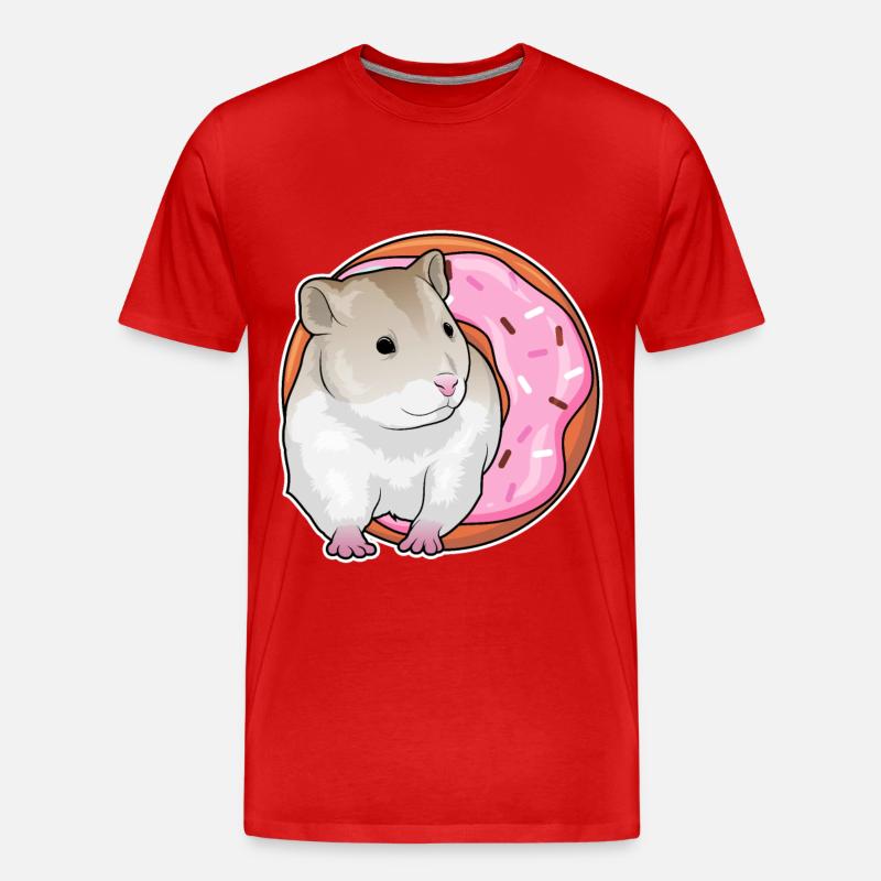 Hamster Donut - Männer Premium Bio T-Shirt - Rot