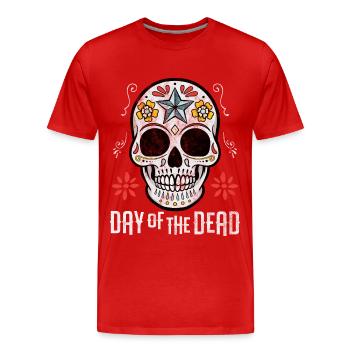 Crâne de Sucre Jour des morts - T-shirt bio Premium Homme - rouge - Devant - Damien (186cm)