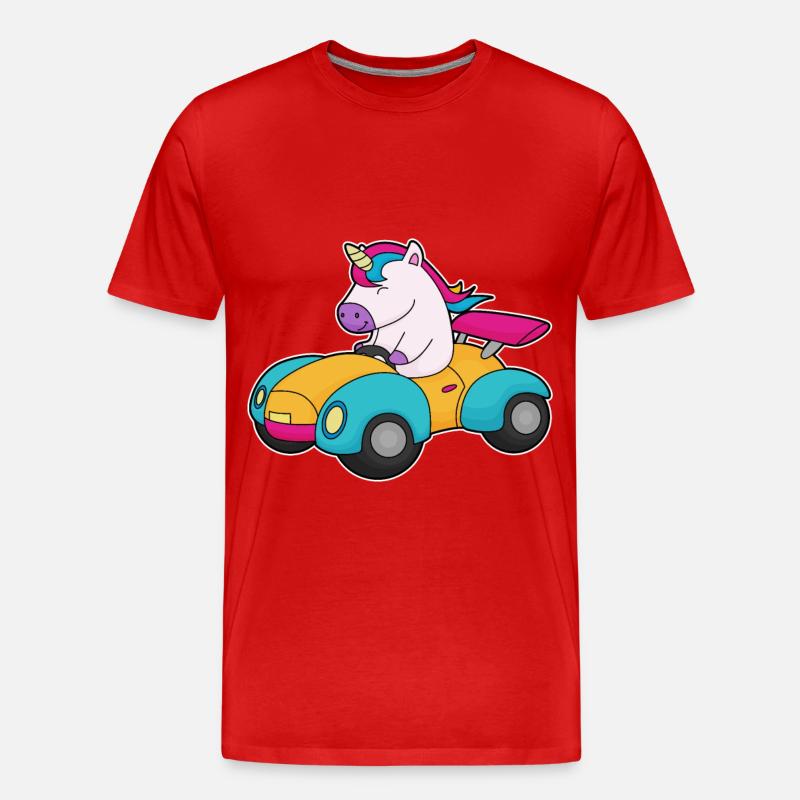 Einhorn Auto - Männer Premium Bio T-Shirt - Rot