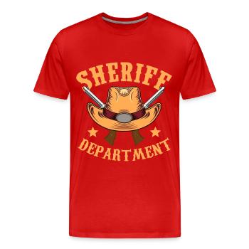 Département du shérif Chapeau de cowboy Revolver Sheriff Star - T-shirt bio Premium Homme - rouge - Devant - Damien (186cm)