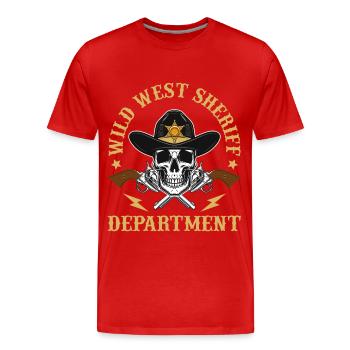 Sheriff West Department Skull Pistols Sheriff Star - T-shirt bio Premium Homme - rouge - Devant - Damien (186cm)