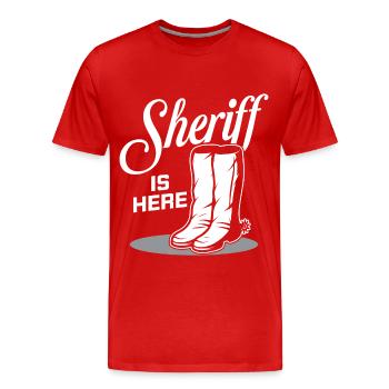Sheriff est Sheriff Boots Sheriffstar Pistol ici - T-shirt bio Premium Homme - rouge - Devant - Damien (186cm)