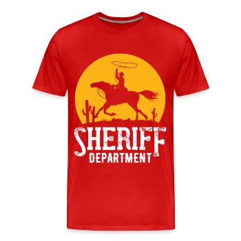 Cowboy Sheriff Lasso Sheriff Star Pistols - T-shirt bio Premium Homme - rouge - Devant - Damien (186cm)