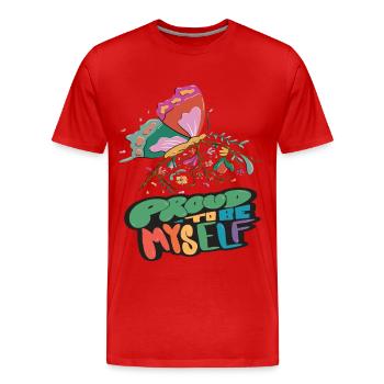 Butterfly Myself Motivational Quote with Butterfli - Männer Premium Bio T-Shirt - Rot - Vorne - Damien (186cm)