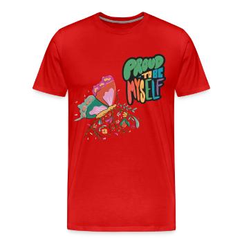 Butterflies Myself Motivational Saying with Cute B - Männer Premium Bio T-Shirt - Rot - Vorne - Damien (186cm)