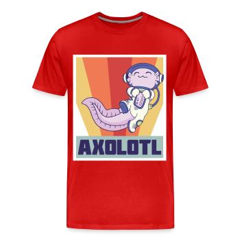 Astronaut Axolotl Funny Space Galaxy Sun System Ra - Men's Premium Organic T-Shirt - red - Front - Damien (186cm)