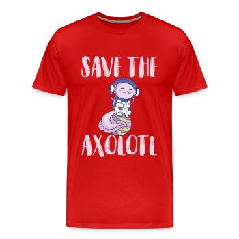 Axolotl Space Earth Solar System Spaceship - T-shirt bio Premium Homme - rouge - Devant - Damien (186cm)