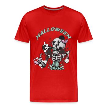 Skelett-Halloween-Party-Albtraum-Horror-Halloween- - Männer Premium Bio T-Shirt - Rot - Vorne - Damien (186cm)