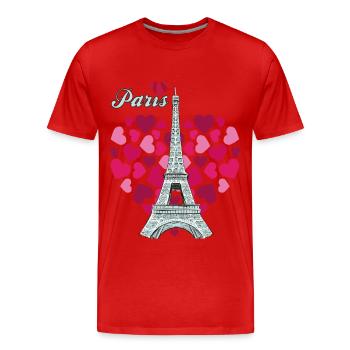 Français Amour Paris-Coeur-Eiffel-Tour-An - T-shirt bio Premium Homme - rouge - Devant - Damien (186cm)