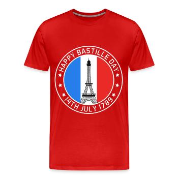 Paris Happy Holiday France Eiffel Tower Sou - Men's Premium Organic T-Shirt - red - Front - Damien (186cm)