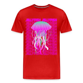 Jellyfish Retro Ocean Life Sea Fish Animals - Men's Premium Organic T-Shirt - red - Front - Damien (186cm)