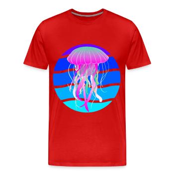 Retro Jellyfish Ocean Life Fish Marine Animals - Men's Premium Organic T-Shirt - red - Front - Damien (186cm)