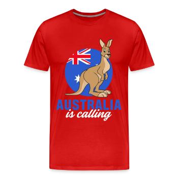 Kangaroo Australia appelle le drapeau de l’outback mignon K - T-shirt bio Premium Homme - rouge - Devant - Damien (186cm)