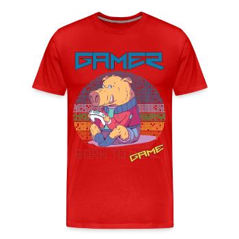 Funny Gamer Video Games Born To Gaming Retro Game - Männer Premium Bio T-Shirt - Rot - Vorne - Damien (186cm)