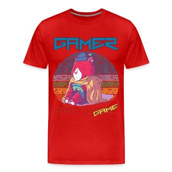 Gamer Funny Video Games Born To Gaming Retro Game - Männer Premium Bio T-Shirt - Rot - Vorne - Damien (186cm)