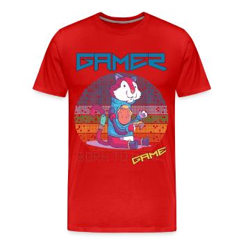 Video Games Funny Gamer Born To Gaming Retro Game - Männer Premium Bio T-Shirt - Rot - Vorne - Damien (186cm)